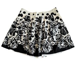 Forever 21 Floral Polka Dot Black and White Full Skirt, Size Large